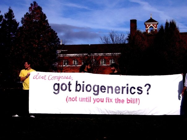 UAEM students with banner, "got biogenerics?"