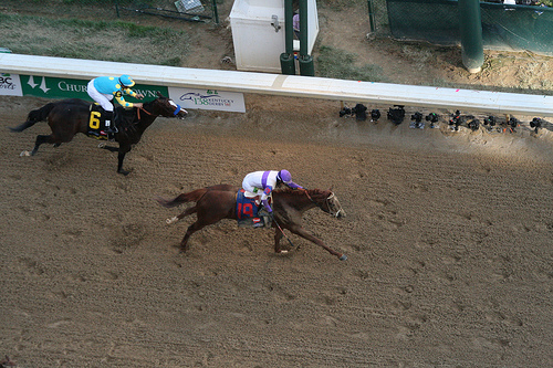 I'll Have Another crosses the fininsh line to win the 2012 Kentucky Derby. (Photo: KYNGPAO / flickr)