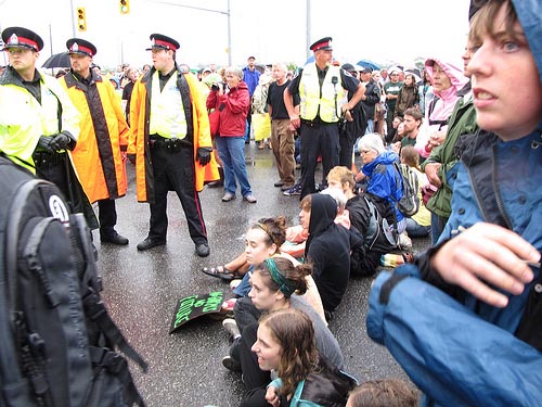 Civil disobedience is centre stage now as the closure of the federal prison farm program, 100 years after it was established, is going ahead.  Arrests in Kingston, Monday, Aug. 9, 2010. Photo: Margaret Hughes