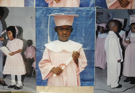 A photo in SOPUDEP's school office of a kindergarten student who died in the earthquake.  Affectionately known as "Préval" because of a family connection to the country's president, she was one of 28 students who died. All photos: Darren Ell