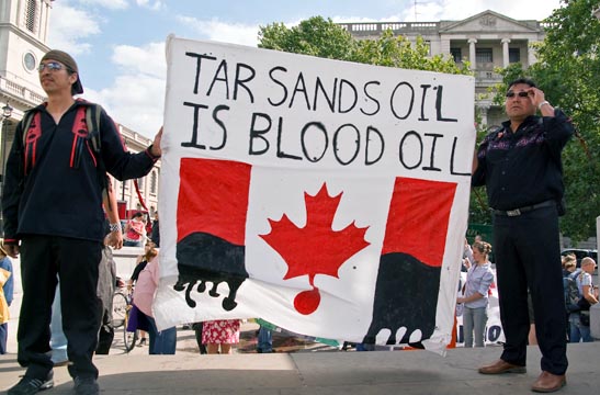 Canadian First Nations activists protest the Tar Sands in London, U.K., in 2009. Photo: fotdmike/Flickr
