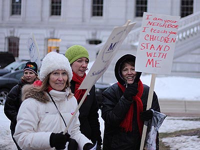 Teachers in Wisconsin rally, Feb. 15, 2011. Photo: MarkonF1re/Flickr