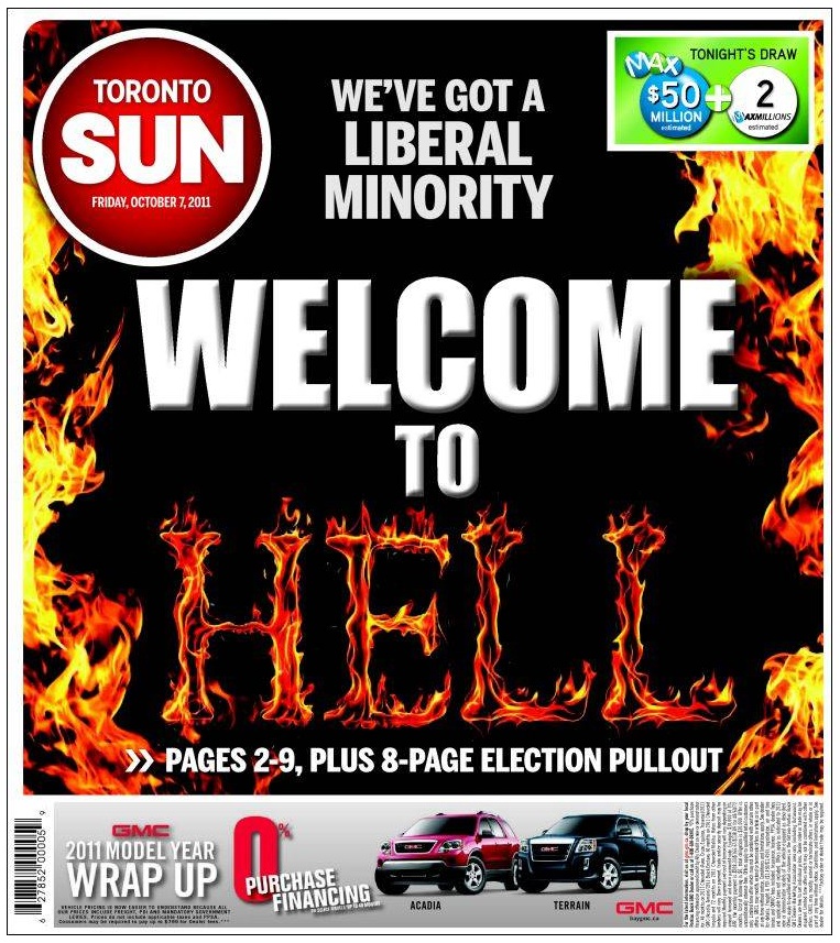 Typical Sun Media front page