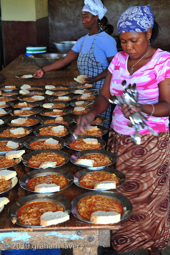 Lunch service at a mission in Haiti, taken Feb. 9, 2010. Photo: Graham Lavery