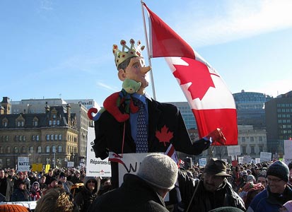 Prime Minister Stephen Harper in effigy at an anti-prorogue rally in Ottawa, Jan. 2010. Photo: Greg Pang/Flickr