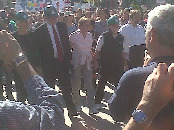 Maude Barlow, CEP's Dave Coles, Fred Wilson, Polaris' Tony Clarke and others shortly before they were detained today on Parliament Hill