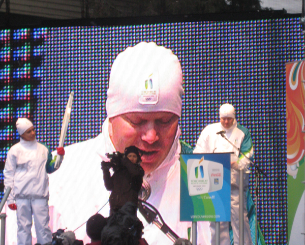 Caleb Taylor, a volunteer hockey coach from Regina chosen as the first torchbearer for the 2010 Olympic torch relay