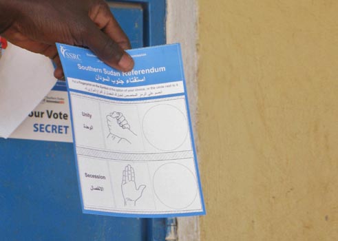 The ballot paper for the South Sudan referendum. Photo: John Lewis.