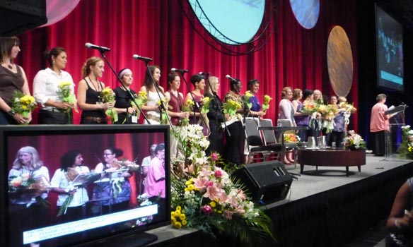 The thank you panel, Women's Worlds 2011. Photo: Elizabeth Littlejohn