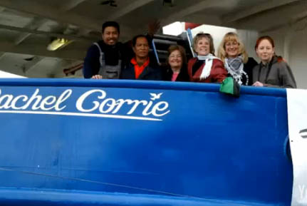 On board the MV Rachel Corrie before it left Dundalk in Ireland in May.