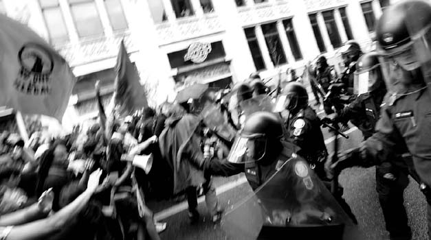 Riot police go after protesters outside the G20 in Toronto. Saturday, June 26. Photo: Cornelius Heesters.