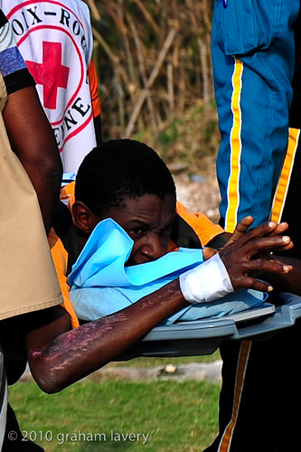 A 25 year old who was crippled with a severed spine three weeks ago, he's been lying in a hospital waiting for this Medevac to Dominican for a surgery with hopes of giving him use of his stomach for a wheelchair.  Credit: Graham Lavary.