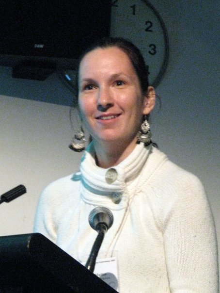 Cathy Mattes speaking at the Aboriginal Curatorial Collective’s annual conference at the National Gallery in October 2009.