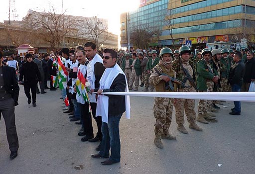 Sulaymaniya, Kurdish Iraq: The 'White Group' of self-appointed peacekeepers kept security forces and protesters apart.