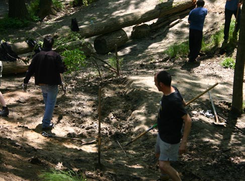 Work on shoring up the Snake Mound site took place this summer.