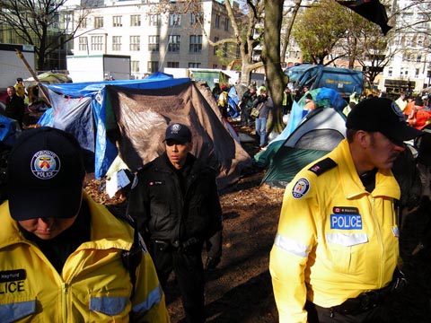 Police evicted Occupy Toronto from St. James Park, Nov. 23, 2011. Photo: John Bonnar