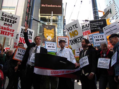 Vote No Tankers: A protest in Vancouver against oil tankers on B.C.'s northern coast earlier this month, hosted by Forest Ethics and the Dogwood Initiative. Photo: forestethics.org