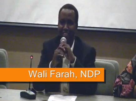 Wali Farah, running for the NDP in Ottawa-South, was one of the provincial election candidates called in to speak to Muslim youth in Ottawa.