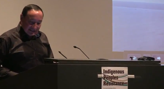 KI First Nations spokesman John Cutfeet speaks at Ryerson