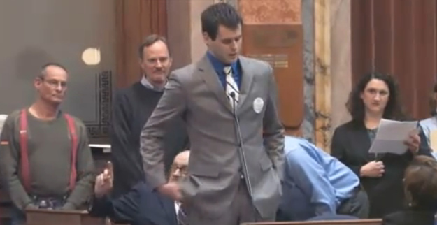 Zach Wahls speaks about familyy as Iowa House of Representatives attempt to ban gay civil unions