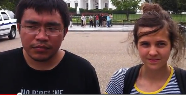 Canadian youth leaders at White House tar sands Keystone XL pipeline protest