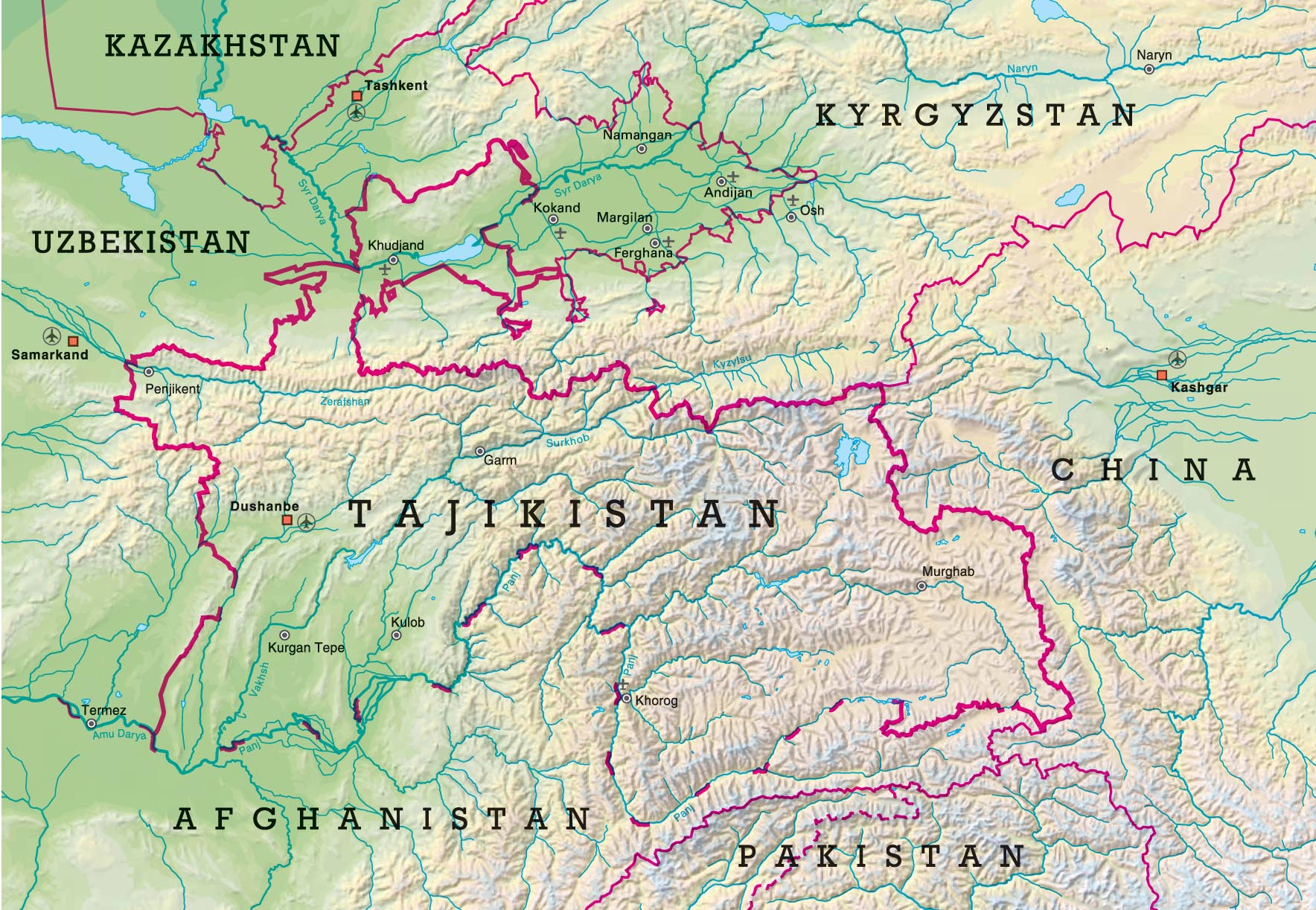 Map of Tajikistan