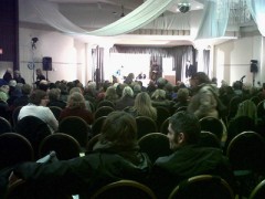 People gathering for the town hall meeting. Photo: Adrienne Silnicki