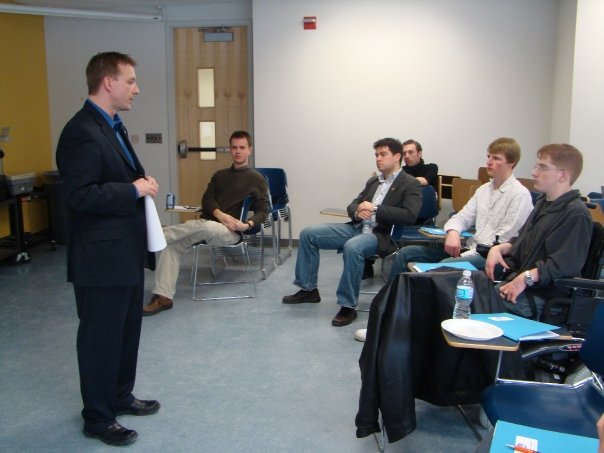 Conservative MP Peter Braid at workshop.