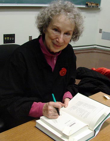 Margaret Atwood signs books at the University of New Mexico in Albuquerque, Nov. 2009. Photo: veesees/Flickr