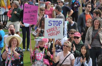 A Vancouver protest earlier this year against the Kinder Morgan pipeline. (Photo: http://wildernesscommittee.org)