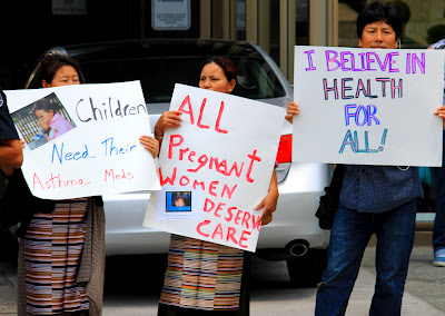 Protest in Toronto against cuts to refugee health care. Photo: Jesse McLaren