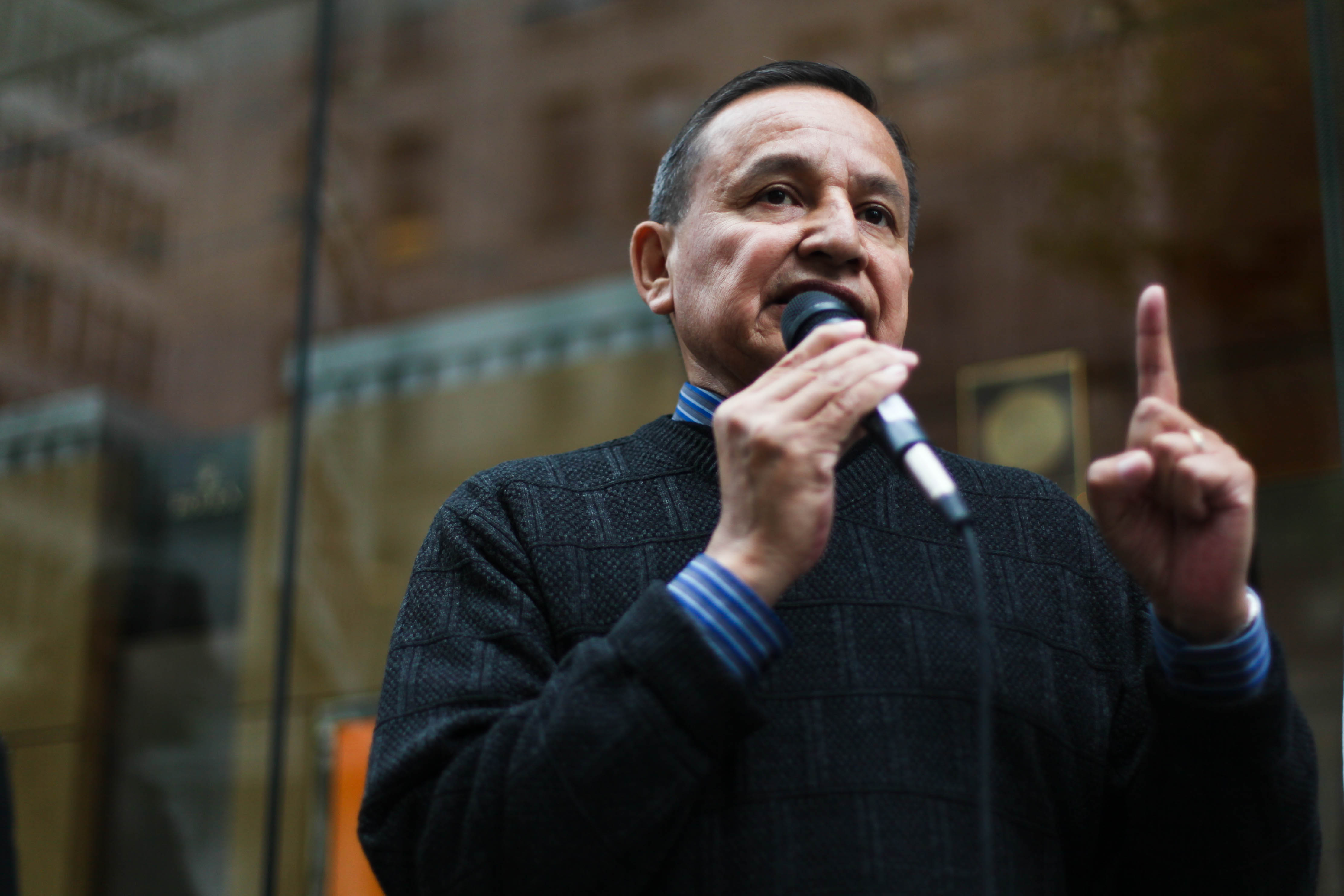 Grand Chief Stewart Phillip at a Taseko mine rally. Photo by David P. Ball