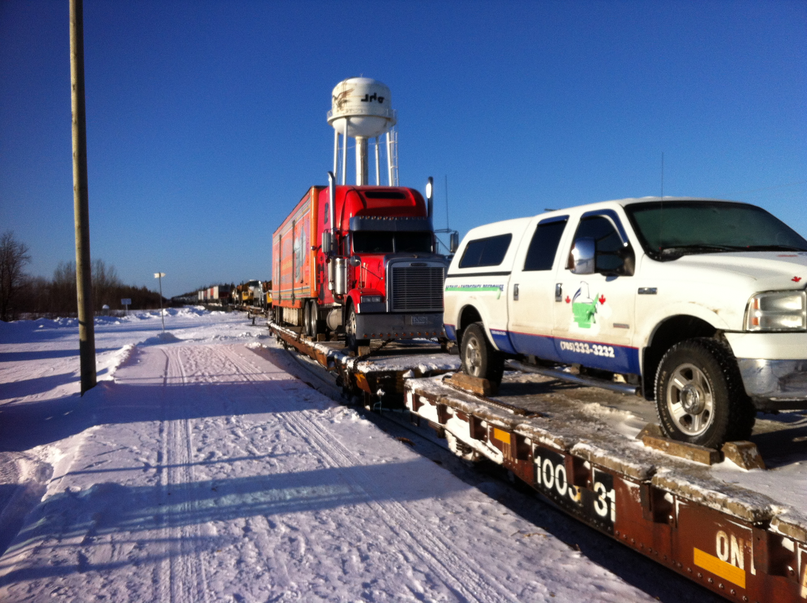 truck on a train