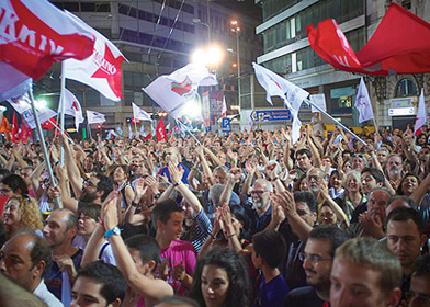 Syriza holds a rally just before the 17 June election.