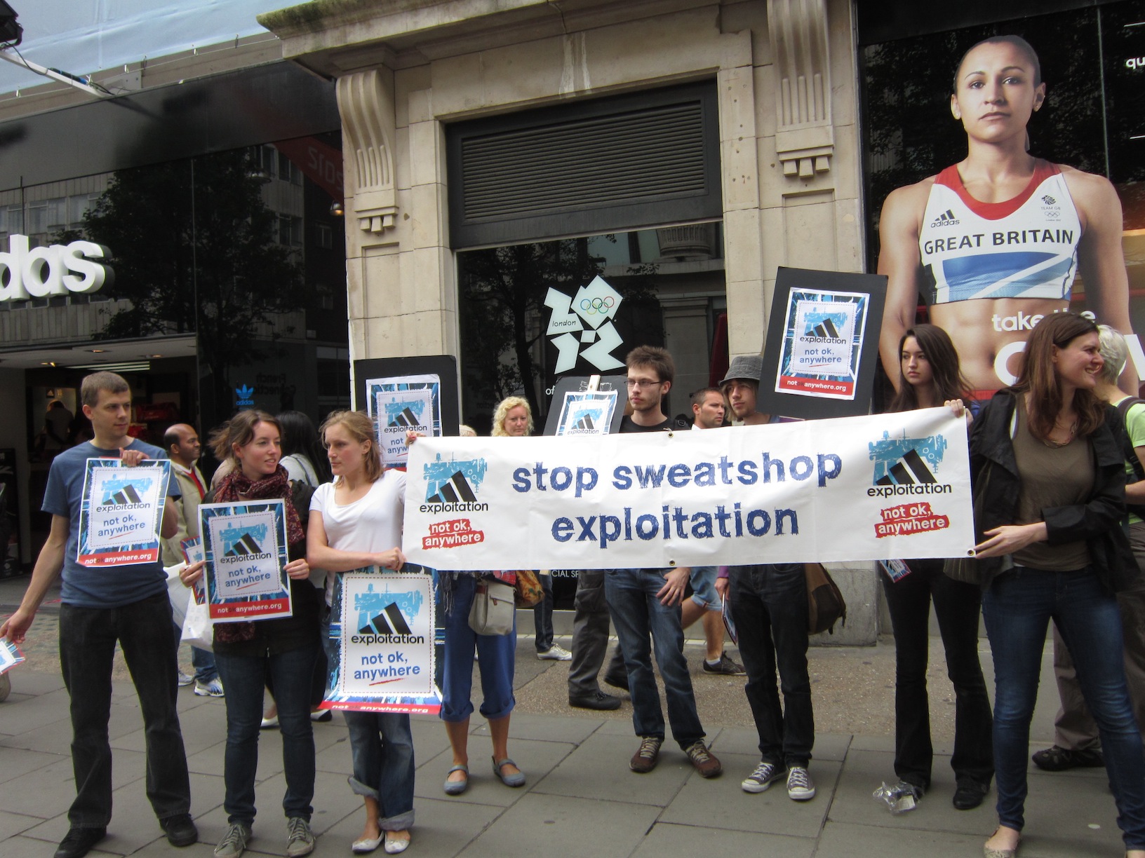 Activists protested some of the corporate sponsors at the London 2012 Games.