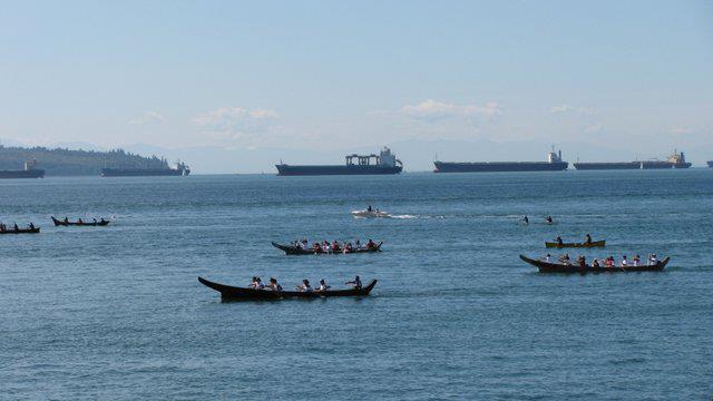 On Saturday Coast Salish nations led a canoe to protect Burrard Inlet.