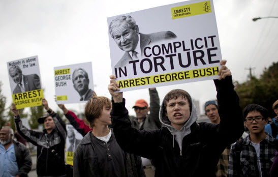 Protest against George Bush's 2011 visit to Surrey, B.C. (Photo: AmnestyUSA)