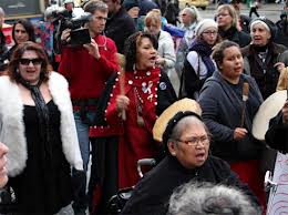 Protests were a regular feature outside the Missing Women's Inquiry in Vancouver