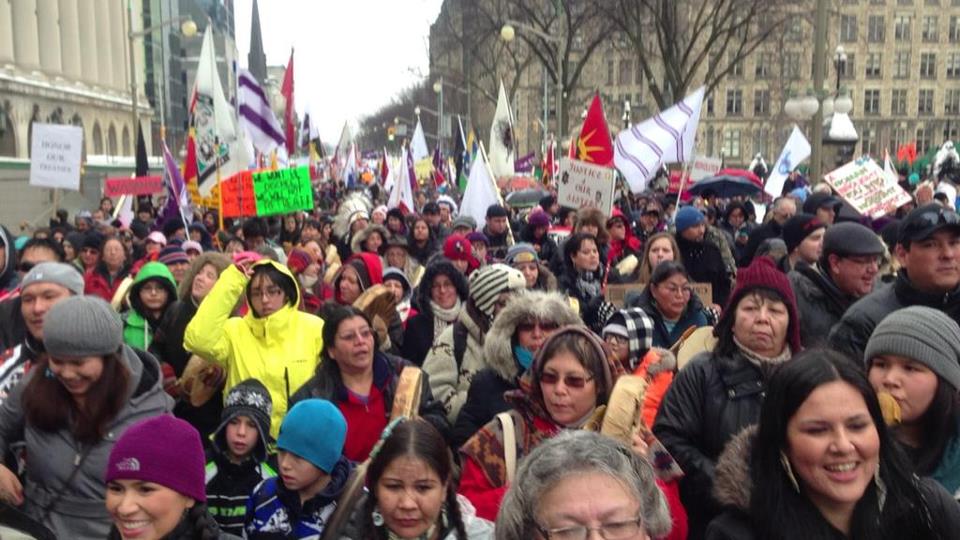 Idle No More marching to Parliament Hill in Ottawa. (Photo: Dylan Penner)
