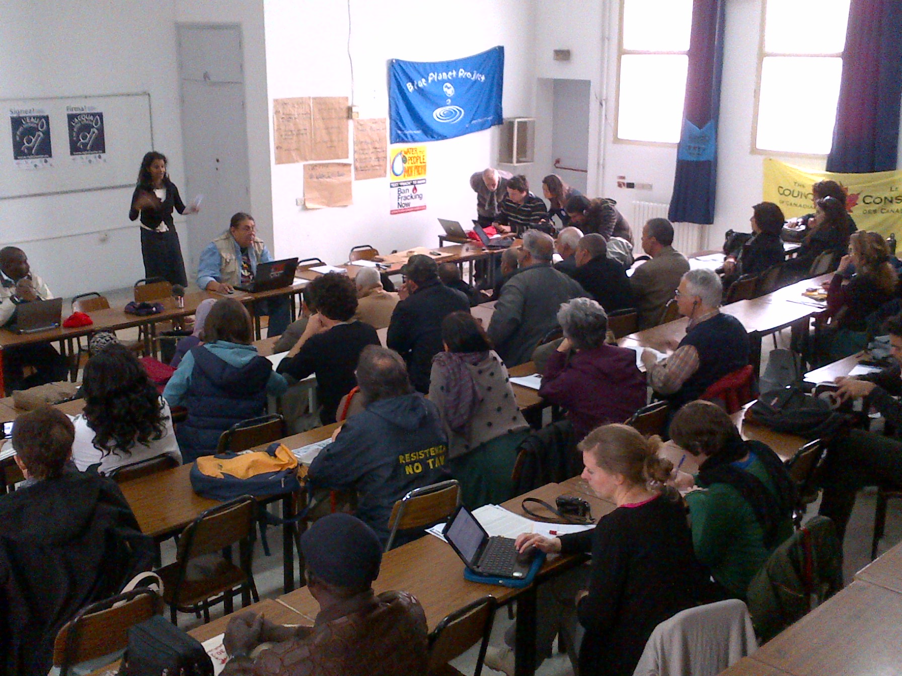 Blue Planet Project water campaigner Meera Karunananthan introduces the day.