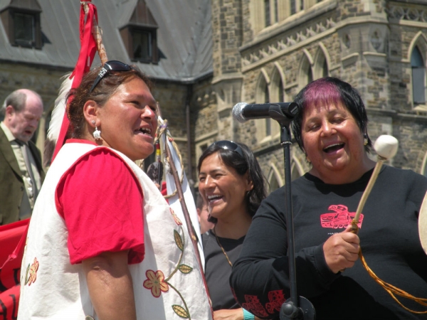Sharon McIvor at protest on Parliament Hill, May 2010.