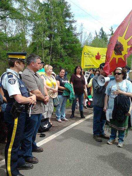 The Fredericton chapter at yesterday's protest against fracking.