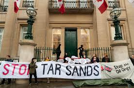 A previous protest against the tar sands outside Canada House in London.