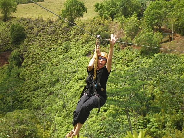 My mom zip lining