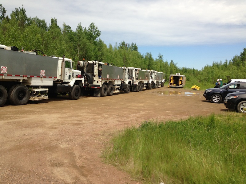 SWN Seismic trucks seen off of the 126 in Kent County, NB