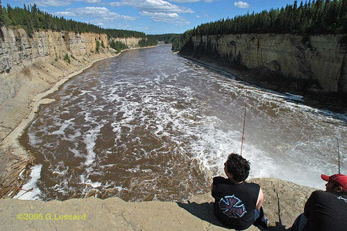 Looking down river from the Alexandra Falls on the Hay River