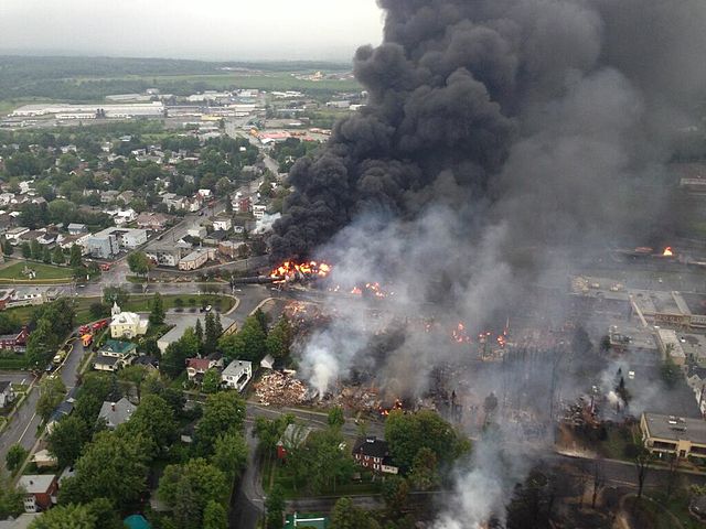 Lac-Mégantic, Que. in flames. Sûreté du Québec photo