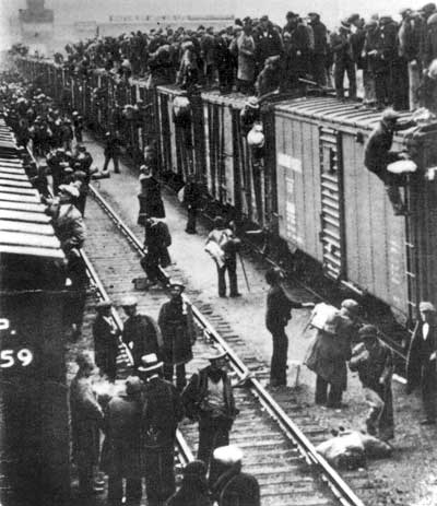 Strikers Board the Train