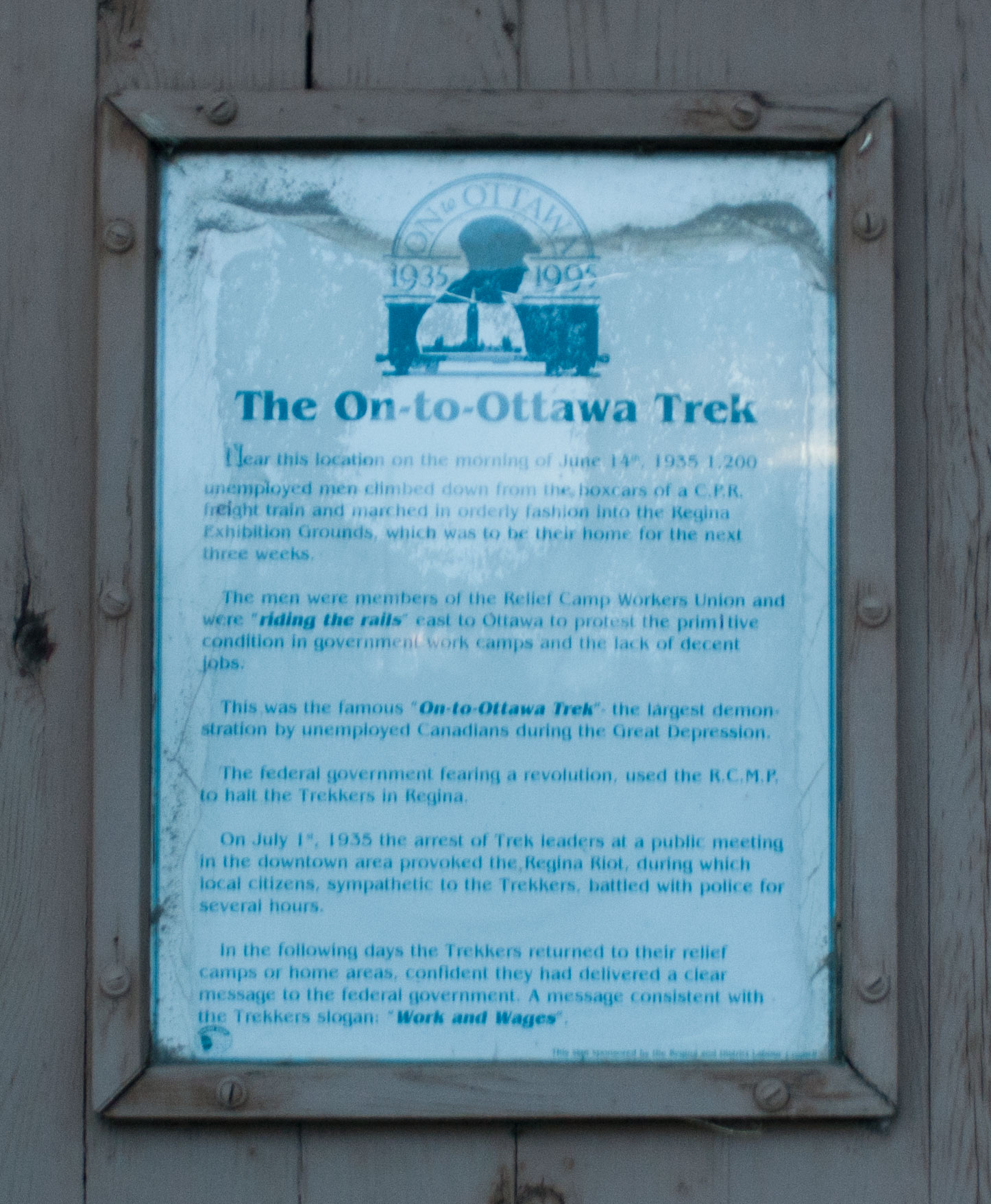 "On to Ottawa" trekkers disembarked at this spot