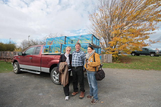 Maude and Cherri Foytlin with Hubert Saulnier, local fisherman and President of 